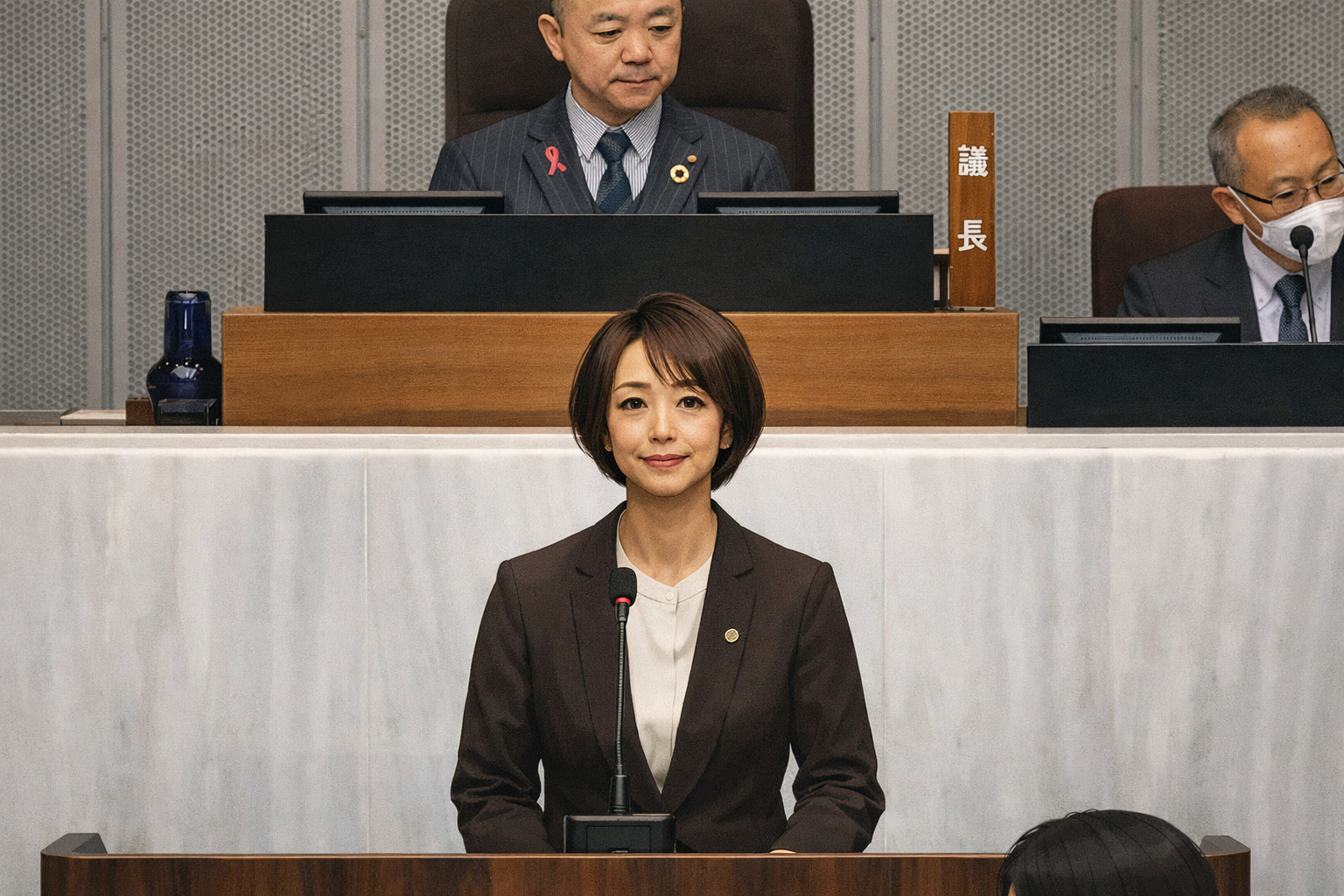 議会での女性の演説